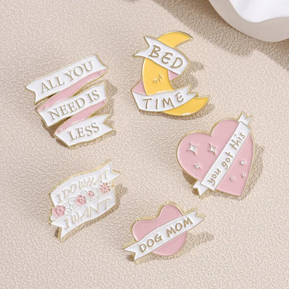 Cartoon Style Cute Cowboy Style Letter Moon Heart Shape Alloy Stamping Stoving Varnish Plating Unisex Brooches