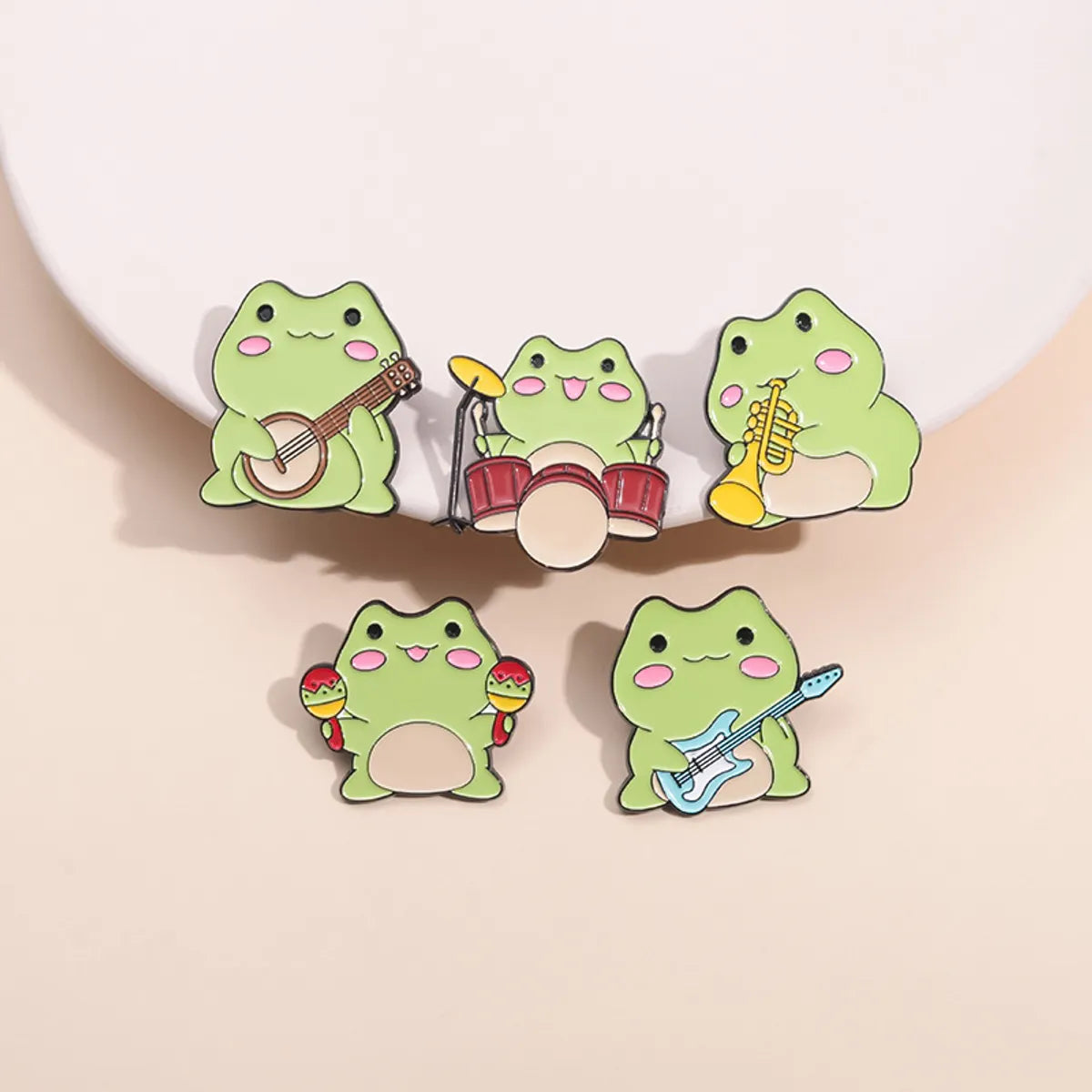 Cartoon Style Cute Cowboy Style Musical Instrument Frog Alloy Stoving Varnish Unisex Brooches