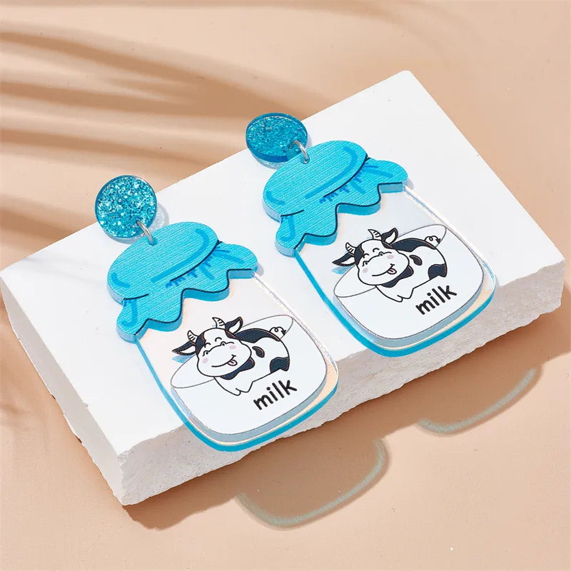 Cartoon Style Cute Cows Arylic Printing Women'S Drop Earrings