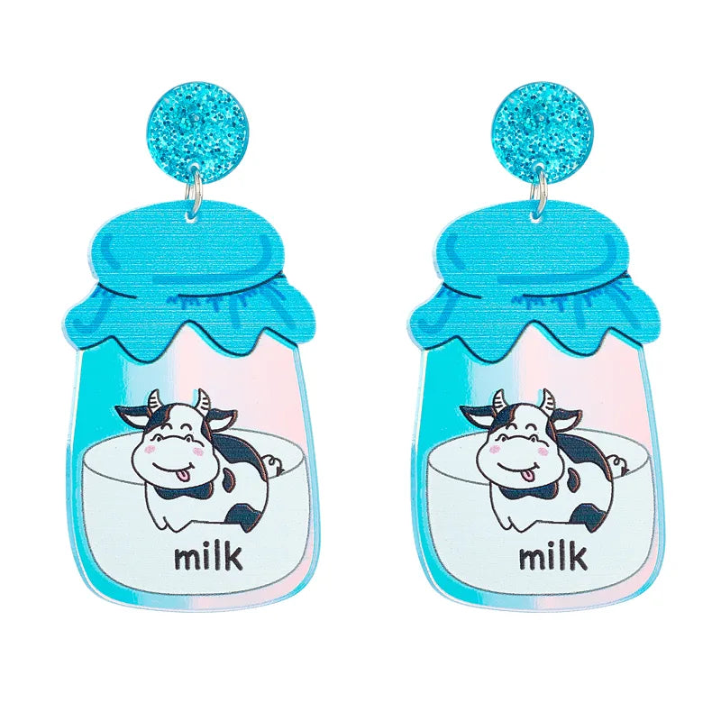 Cartoon Style Cute Cows Arylic Printing Women'S Drop Earrings