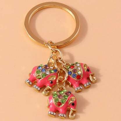 Cartoon Style Cute Elephant Alloy Inlay Rhinestones Bag Pendant Keychain