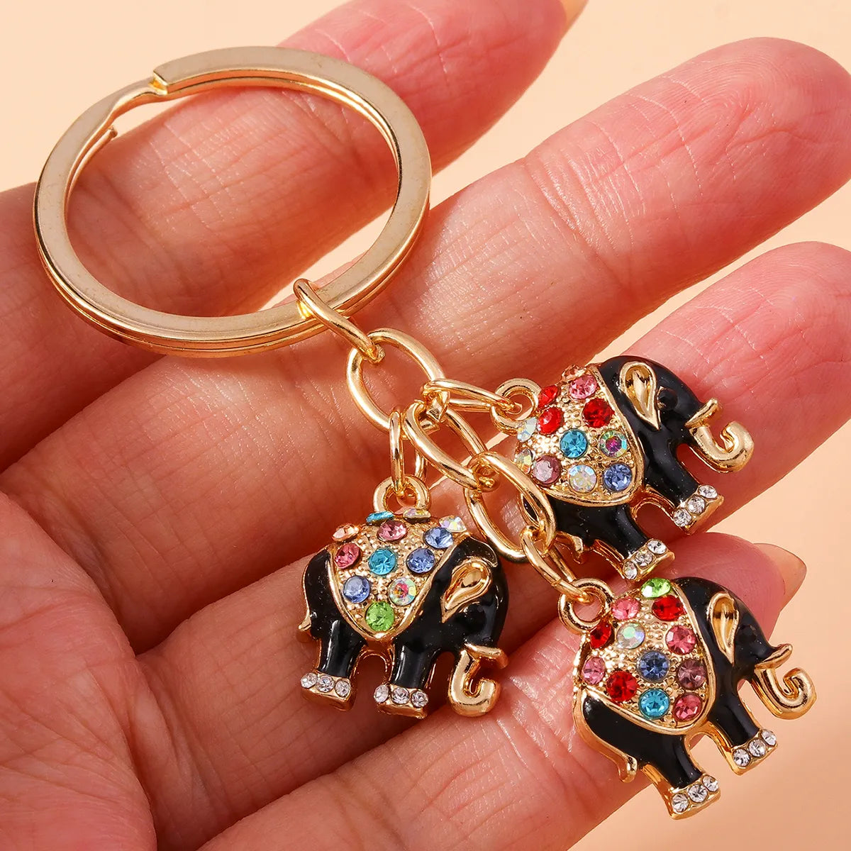 Cartoon Style Cute Elephant Alloy Inlay Rhinestones Bag Pendant Keychain