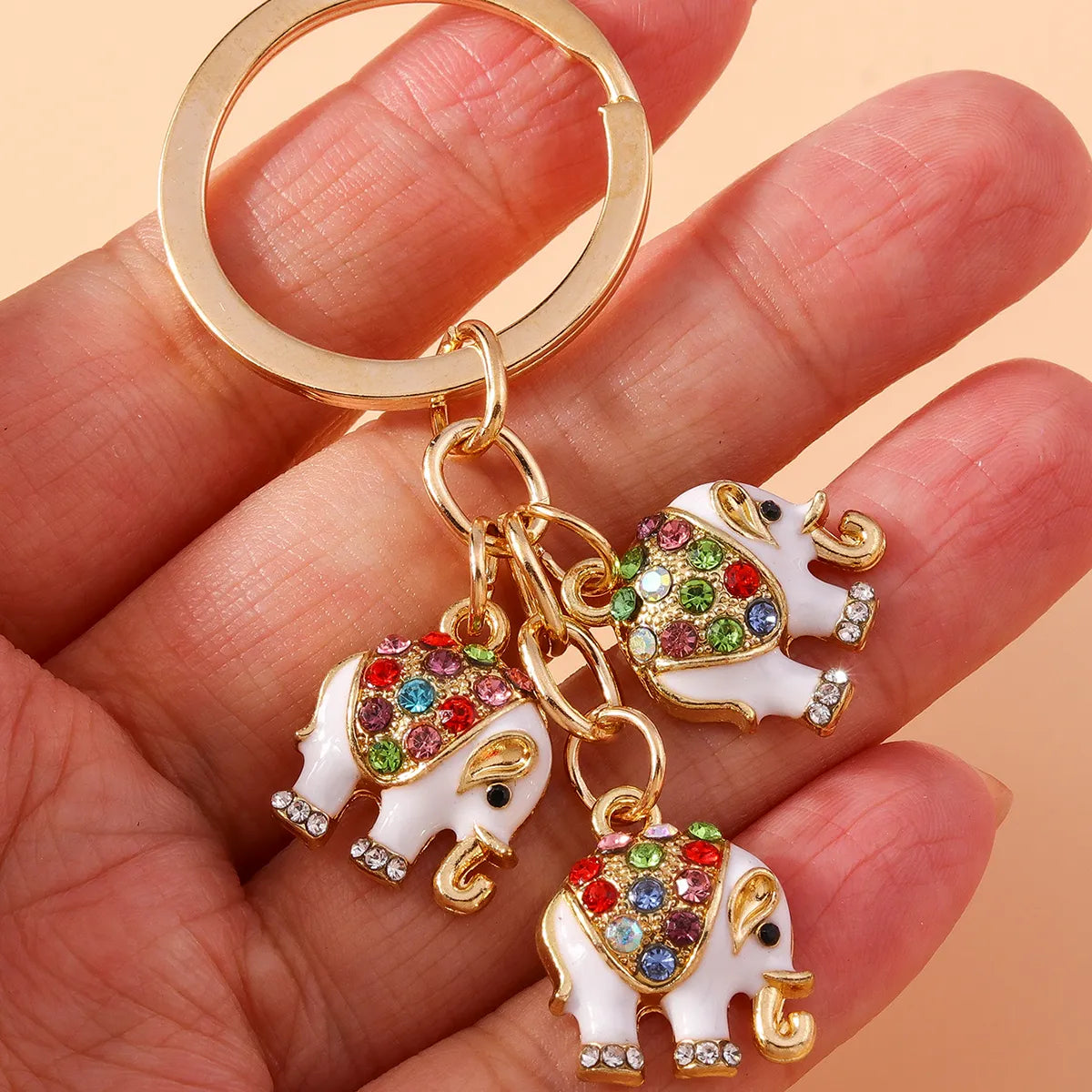 Cartoon Style Cute Elephant Alloy Inlay Rhinestones Bag Pendant Keychain