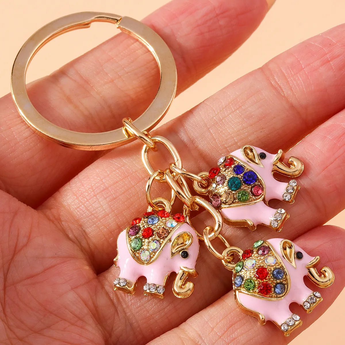 Cartoon Style Cute Elephant Alloy Inlay Rhinestones Bag Pendant Keychain