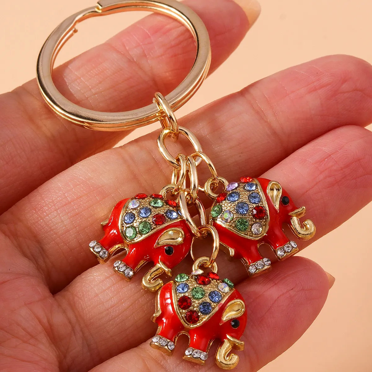 Cartoon Style Cute Elephant Alloy Inlay Rhinestones Bag Pendant Keychain