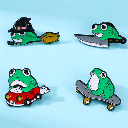 Cartoon Style Cute Frog Alloy Stamping Stoving Varnish Plating Unisex Brooches