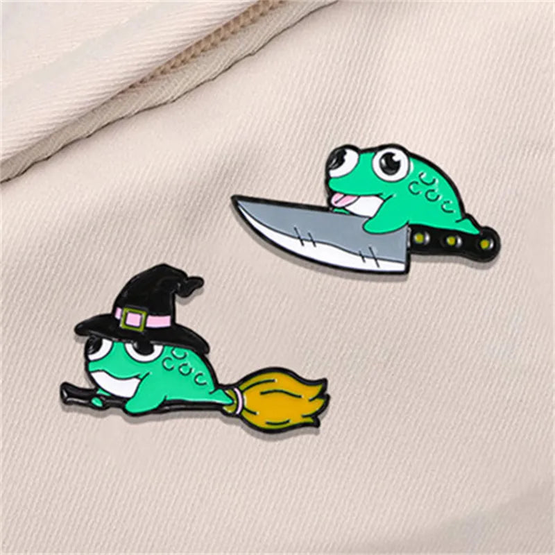 Cartoon Style Cute Frog Alloy Stamping Stoving Varnish Plating Unisex Brooches