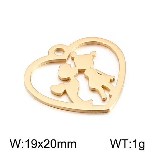 1 Piece Stainless Steel 18K Gold Plated Human Heart Shape