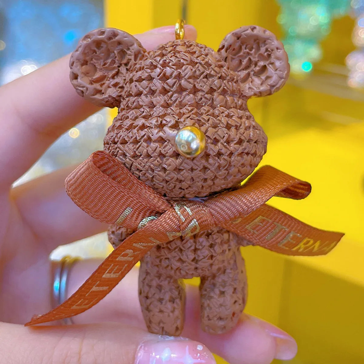 Cartoon Style Cute Letter Bear Bow Knot Resin Metal Unisex Bag Pendant Keychain