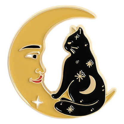 Cartoon Style Cute Letter Moon Cat Alloy Stoving Varnish Plating Unisex Brooches