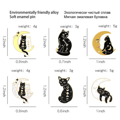 Cartoon Style Cute Letter Moon Cat Alloy Stoving Varnish Plating Unisex Brooches