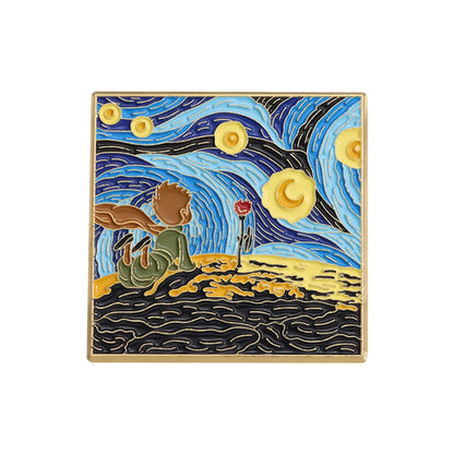 Cartoon Style Cute Modern Style Cartoon Character Starry Sky Oil Painting Alloy Plating Unisex Brooches