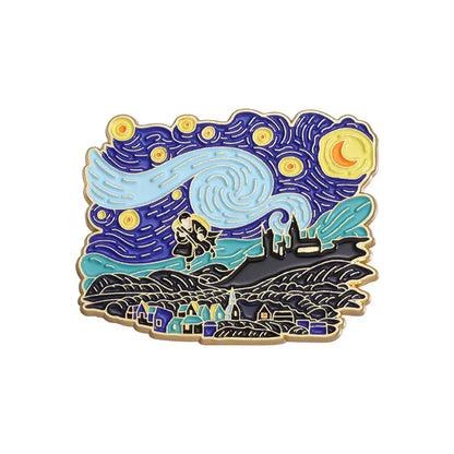 Cartoon Style Cute Modern Style Cartoon Character Starry Sky Oil Painting Alloy Plating Unisex Brooches