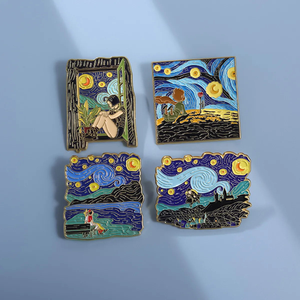 Cartoon Style Cute Modern Style Cartoon Character Starry Sky Oil Painting Alloy Plating Unisex Brooches