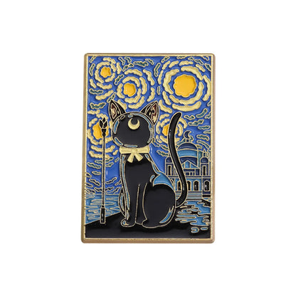 Cartoon Style Cute Modern Style Cartoon Character Starry Sky Oil Painting Alloy Plating Unisex Brooches