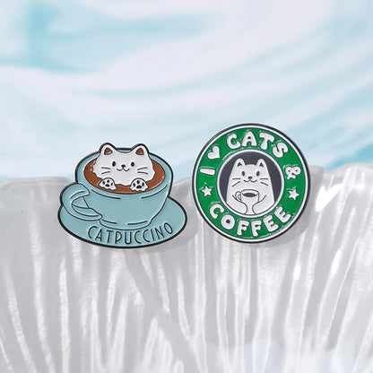 Cartoon Style Cute Modern Style Letter Cup Cat Alloy Plating Unisex Brooches