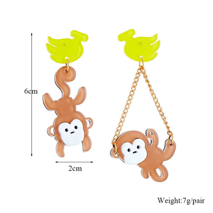 Cartoon Style Cute Monkey Banana Arylic Women'S Drop Earrings