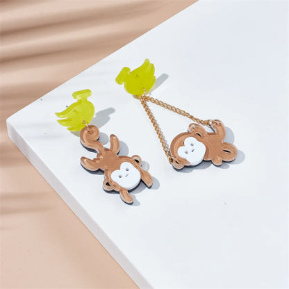 Cartoon Style Cute Monkey Banana Arylic Women'S Drop Earrings