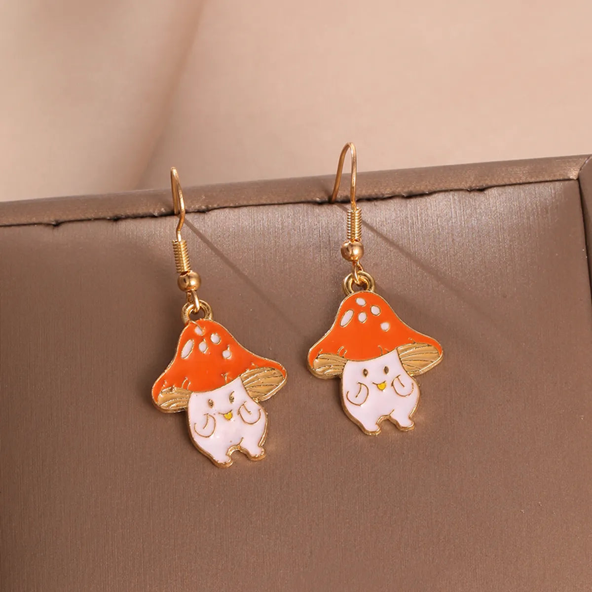 Cartoon Style Cute Mushroom Emoji Face Alloy Enamel Women's Drop Earrings