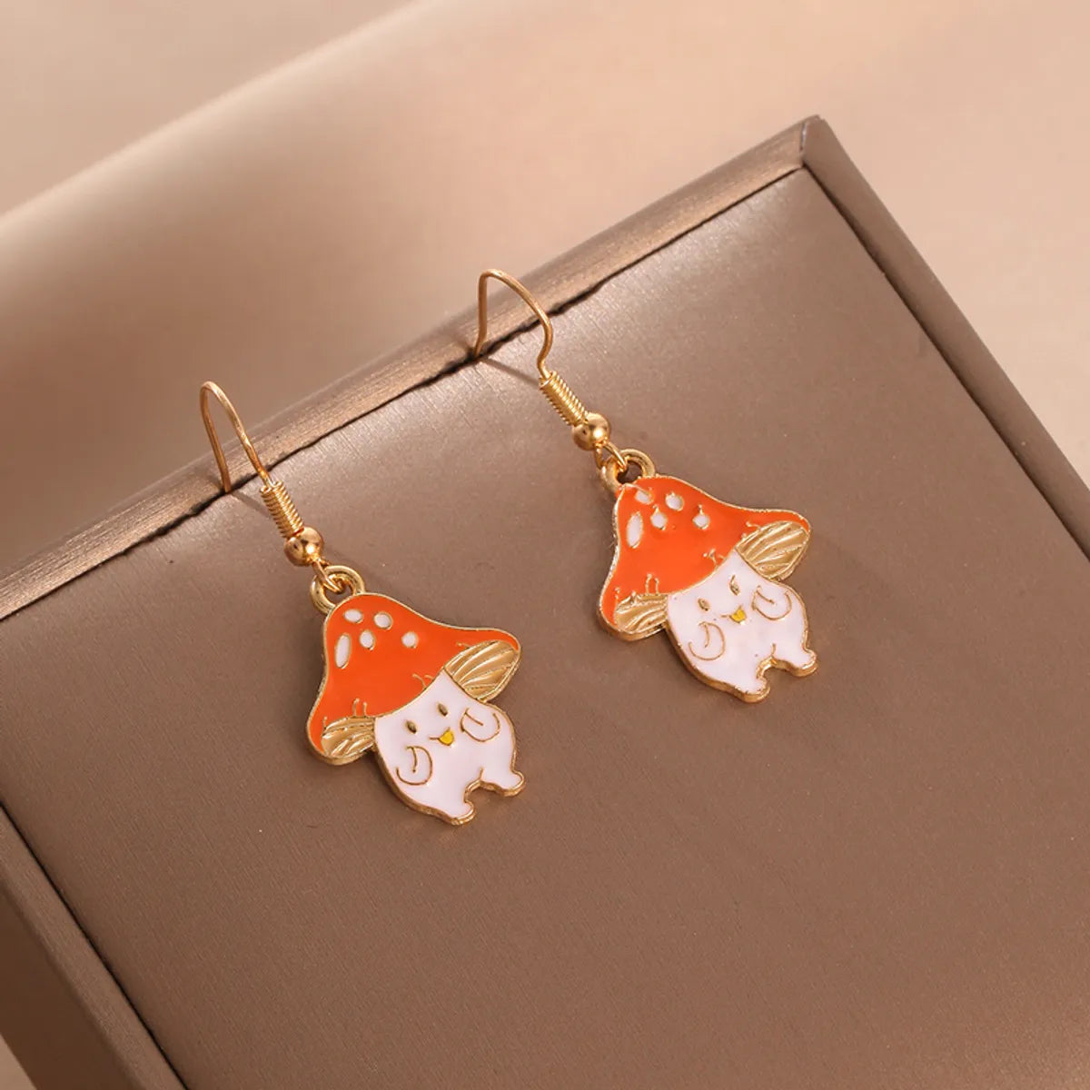 Cartoon Style Cute Mushroom Emoji Face Alloy Enamel Women's Drop Earrings