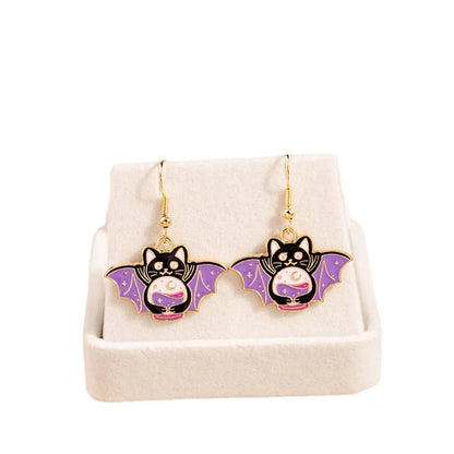 Cartoon Style Cute Paw Print Cat Bat Alloy Enamel Stoving Varnish Women'S Drop Earrings