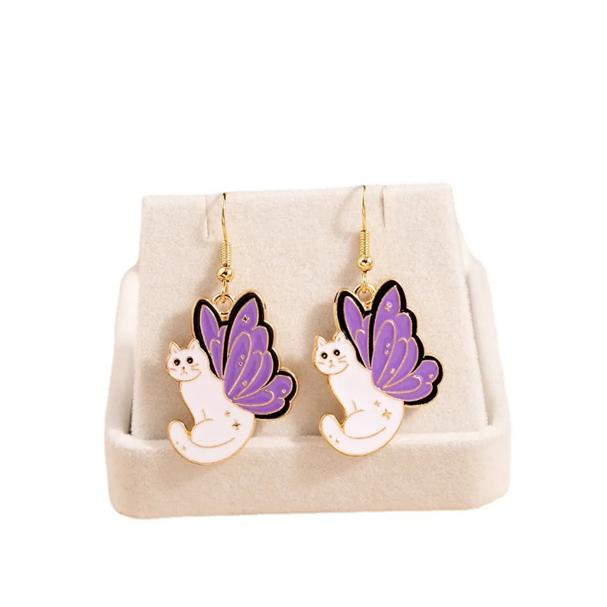 Cartoon Style Cute Paw Print Cat Bat Alloy Enamel Stoving Varnish Women'S Drop Earrings