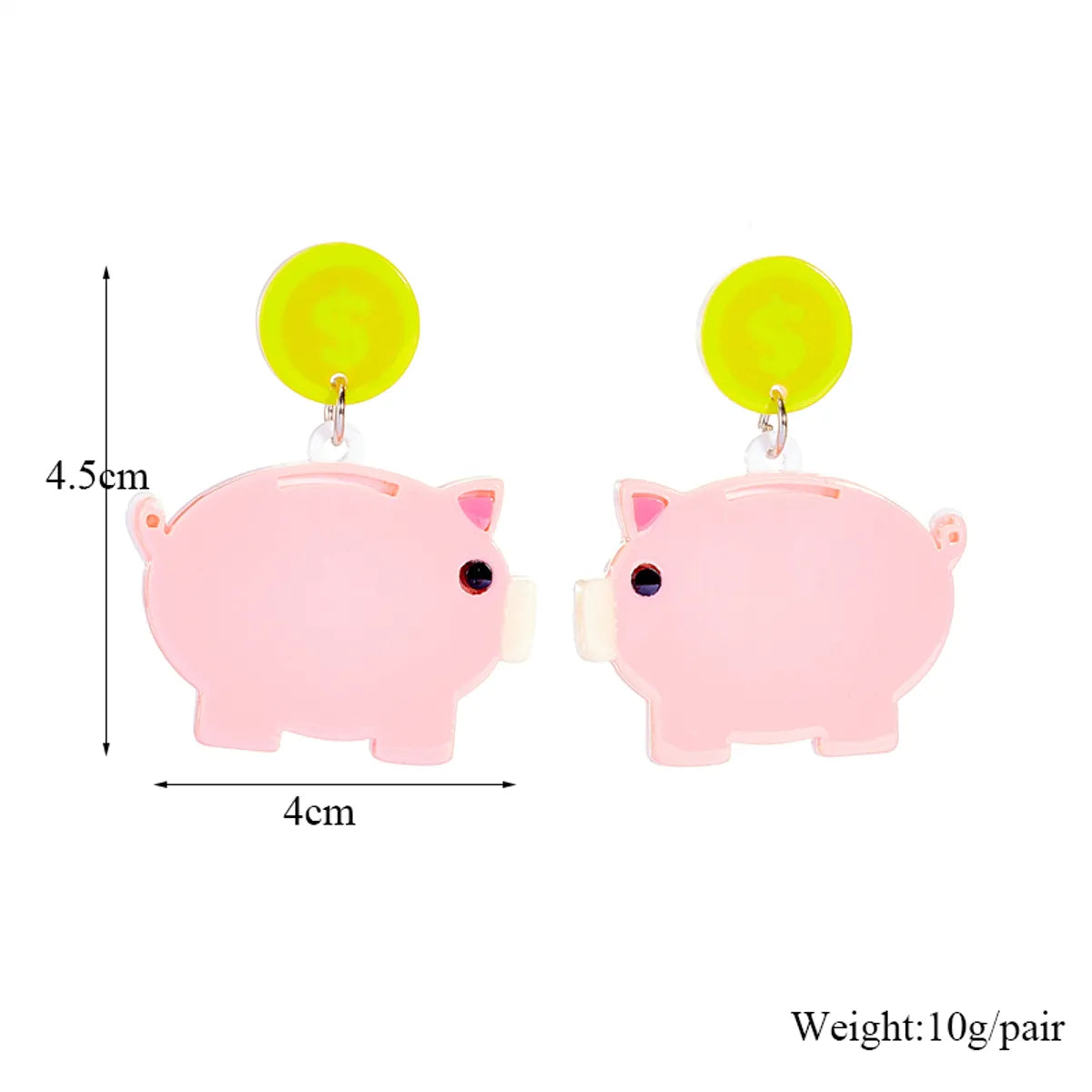 Cartoon Style Cute Pig Dollar Arylic Women'S Drop Earrings