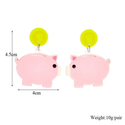 Cartoon Style Cute Pig Dollar Arylic Women'S Drop Earrings