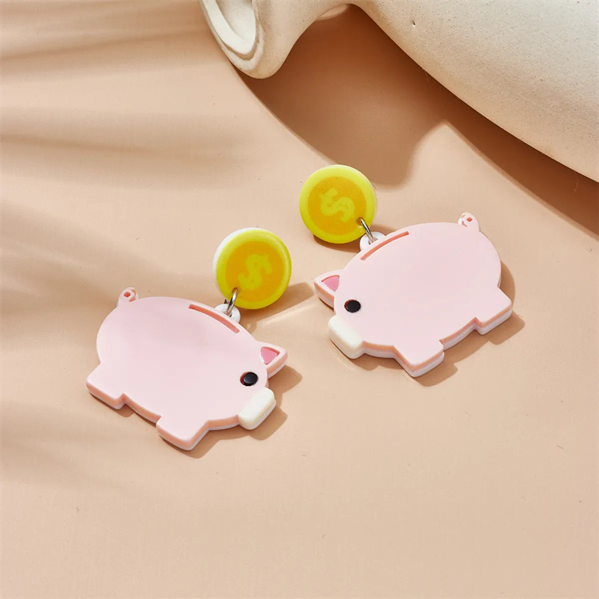 Cartoon Style Cute Pig Dollar Arylic Women'S Drop Earrings