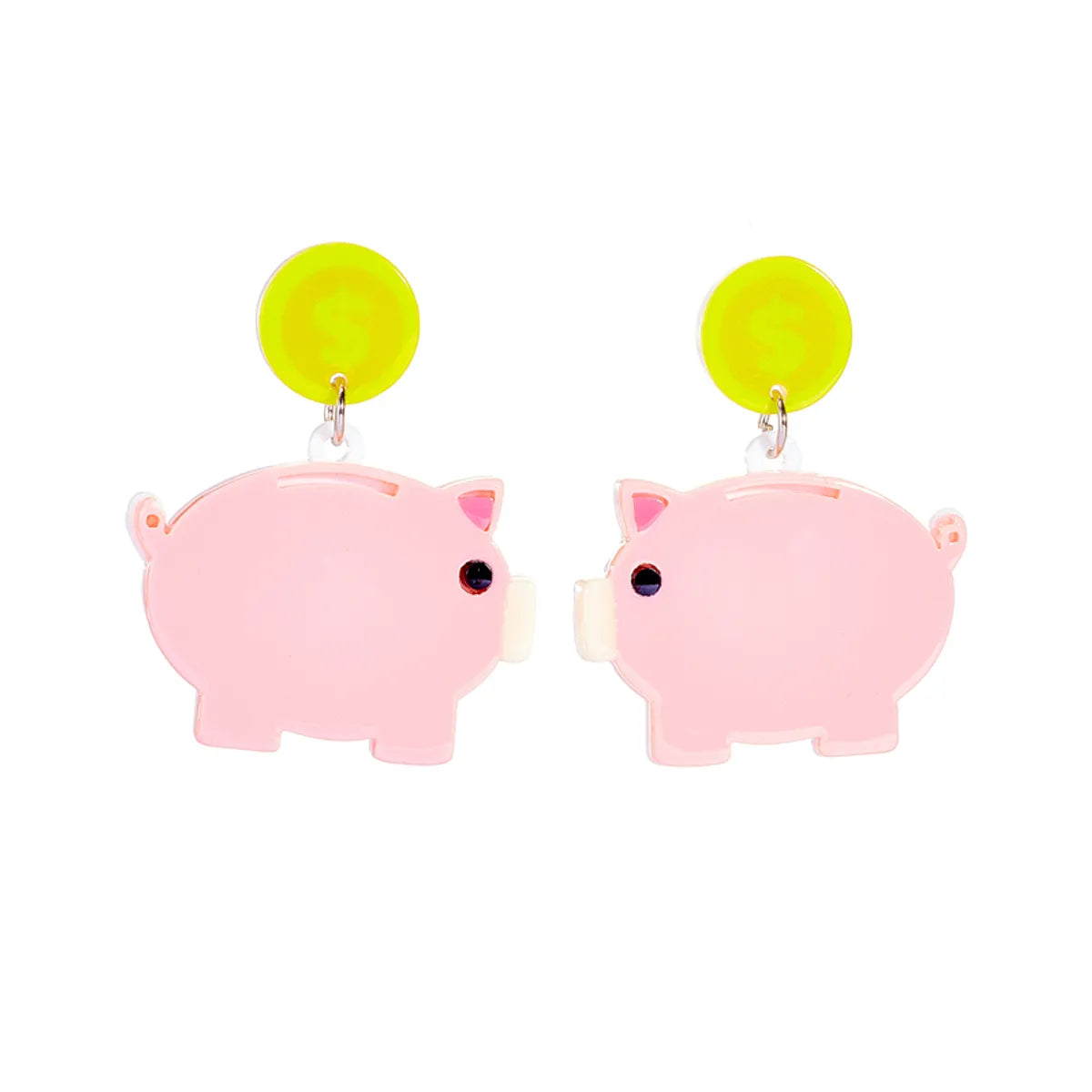 Cartoon Style Cute Pig Dollar Arylic Women'S Drop Earrings