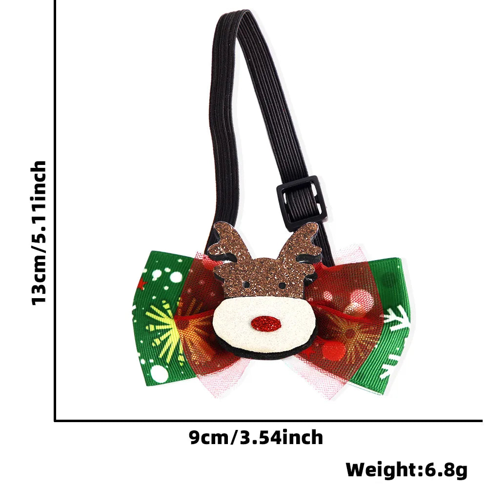 Cartoon Style Cute Polyester Christmas Santa Claus Bow Knot Elk Pet Collar