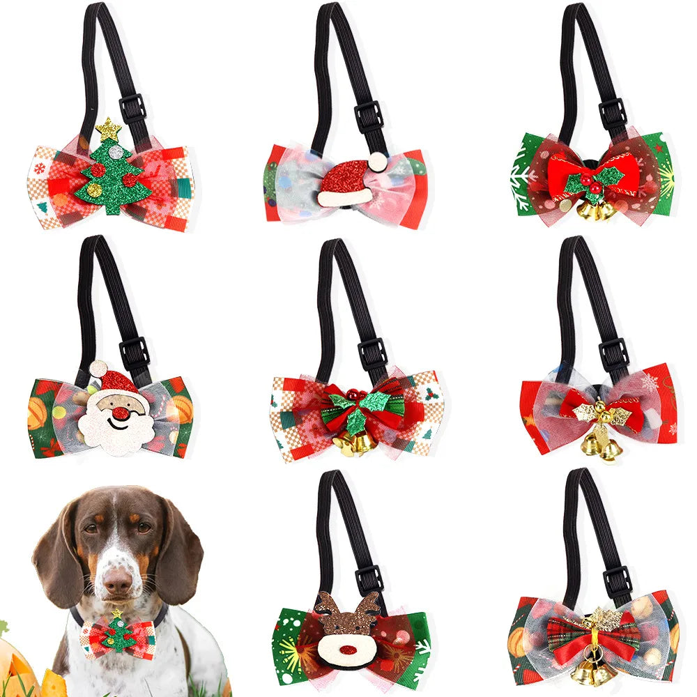 Cartoon Style Cute Polyester Christmas Santa Claus Bow Knot Elk Pet Collar