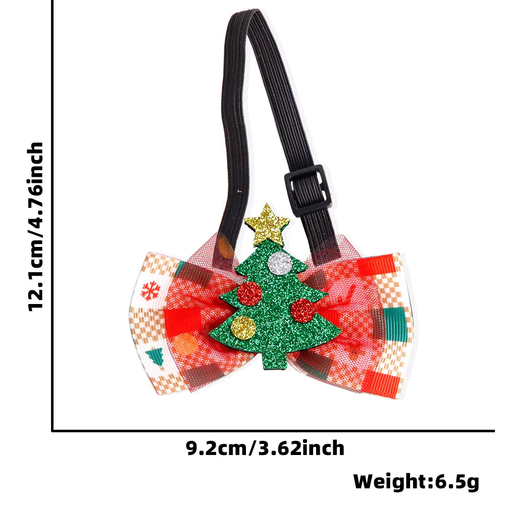 Cartoon Style Cute Polyester Christmas Santa Claus Bow Knot Elk Pet Collar