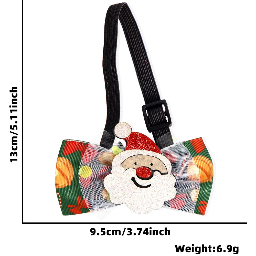 Cartoon Style Cute Polyester Christmas Santa Claus Bow Knot Elk Pet Collar