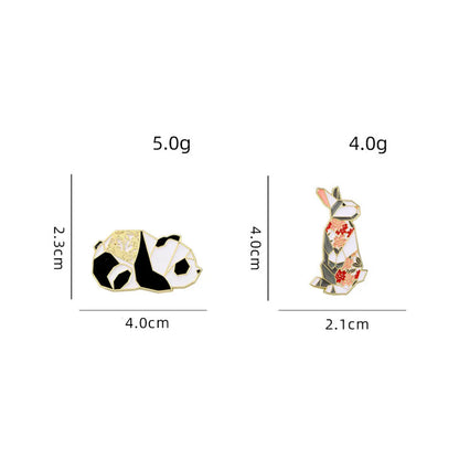 Cartoon Style Cute Rabbit Animal Panda Alloy Stamping Stoving Varnish Plating Unisex Brooches Collar Pin