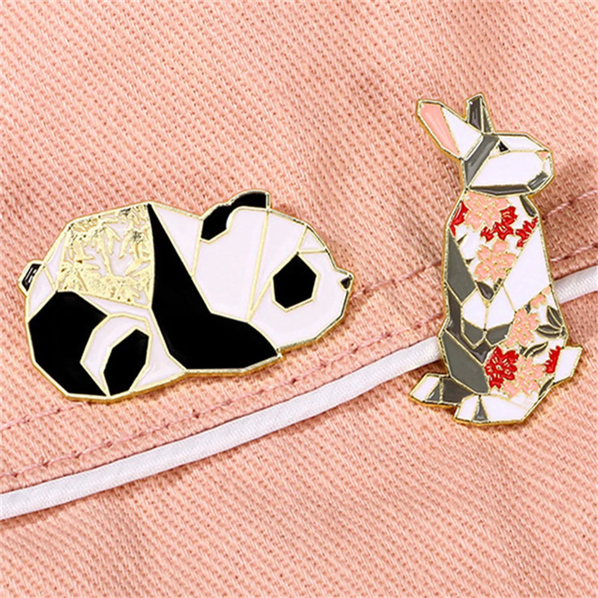 Cartoon Style Cute Rabbit Animal Panda Alloy Stamping Stoving Varnish Plating Unisex Brooches Collar Pin