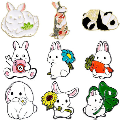 Cartoon Style Cute Rabbit Animal Panda Alloy Stamping Stoving Varnish Plating Unisex Brooches Collar Pin