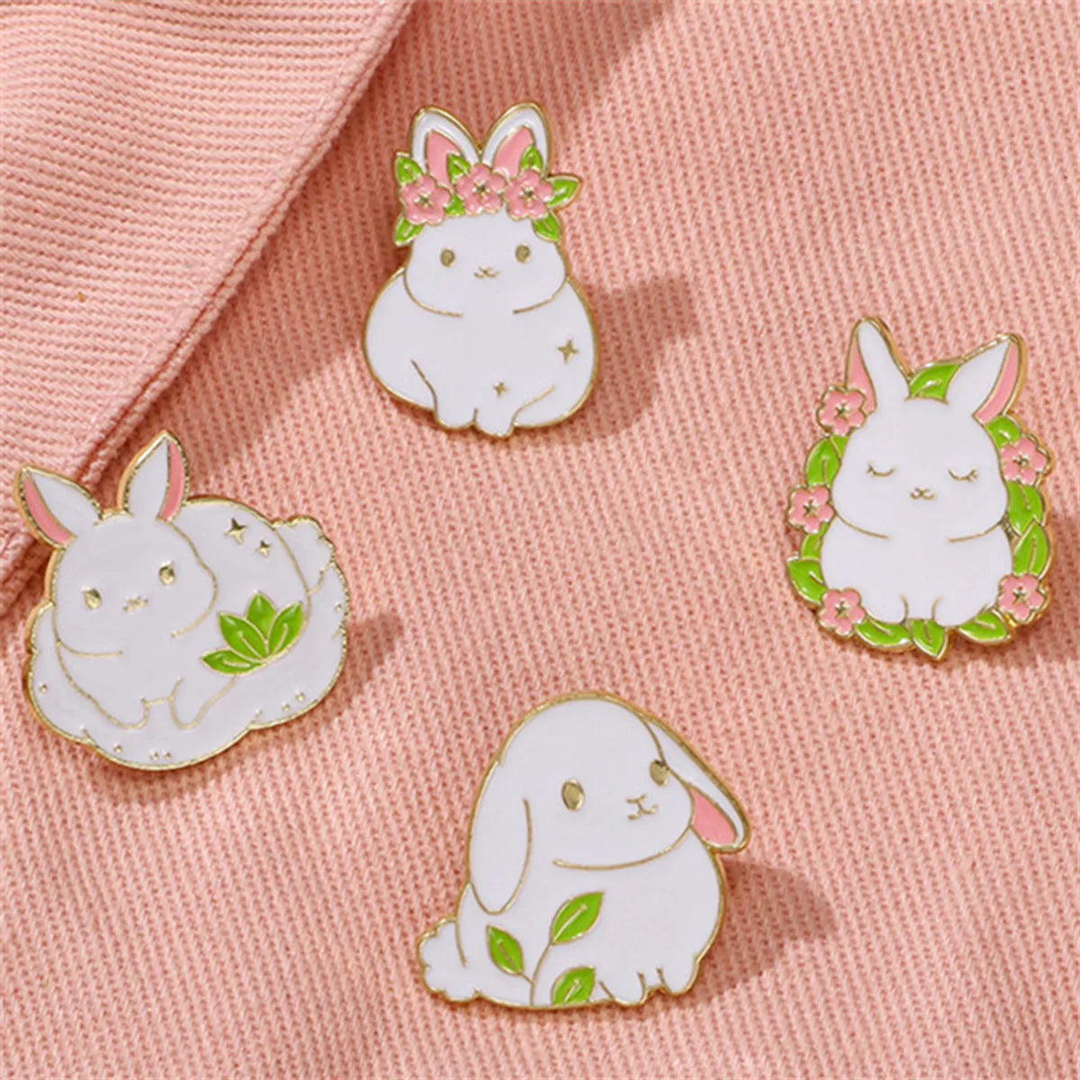 Cartoon Style Cute Rabbit Animal Panda Alloy Stamping Stoving Varnish Plating Unisex Brooches Collar Pin