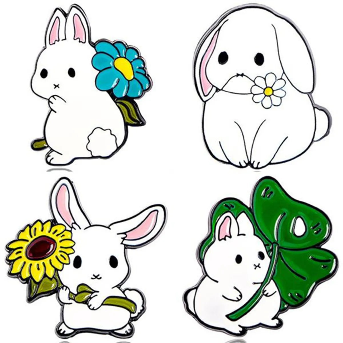 Cartoon Style Cute Rabbit Animal Panda Alloy Stamping Stoving Varnish Plating Unisex Brooches Collar Pin