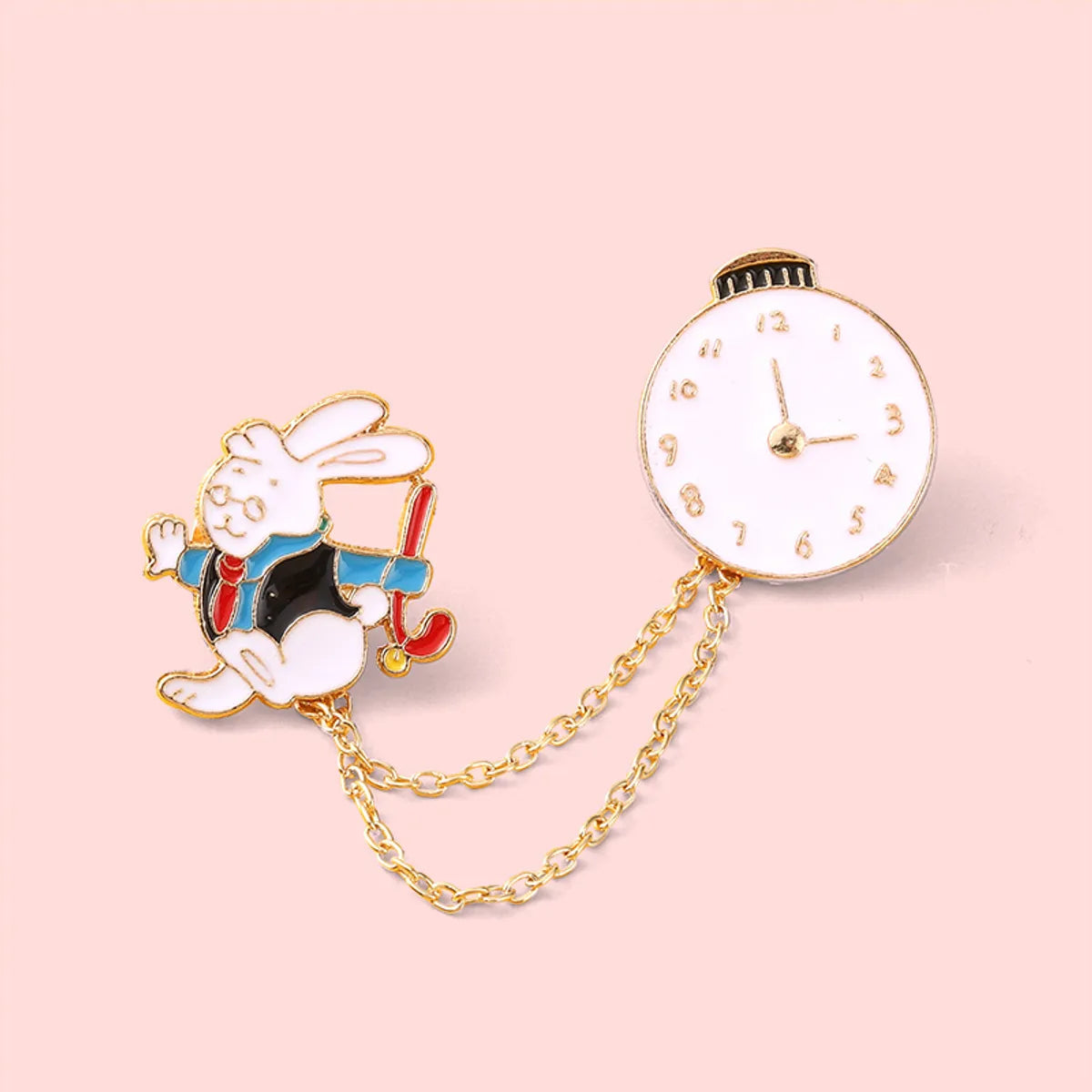 Cartoon Style Cute Rabbit Clock Alloy Stoving Varnish Unisex Brooches