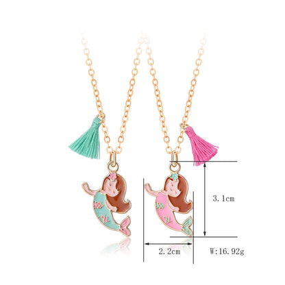 Cartoon Style Cute Romantic Mermaid Alloy Plating Girl'S Pendant Necklace