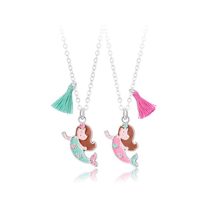 Cartoon Style Cute Romantic Mermaid Alloy Plating Girl'S Pendant Necklace