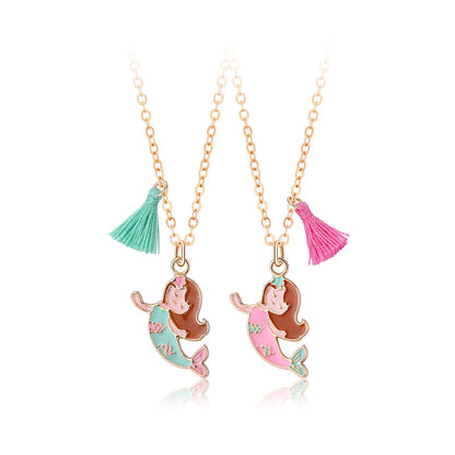 Cartoon Style Cute Romantic Mermaid Alloy Plating Girl'S Pendant Necklace