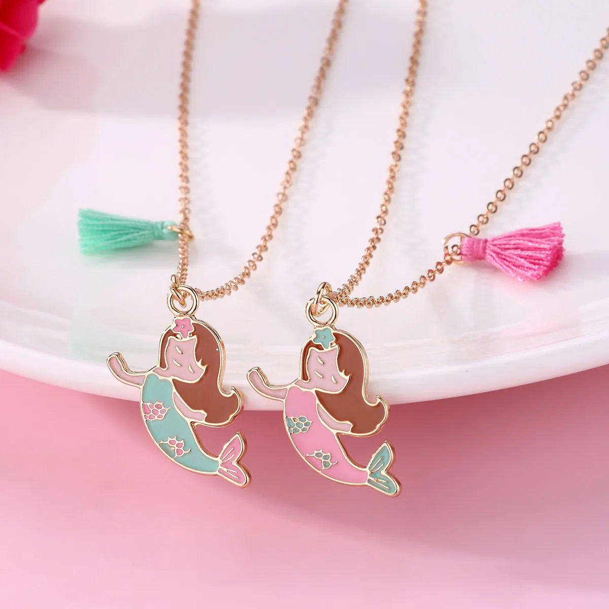 Cartoon Style Cute Romantic Mermaid Alloy Plating Girl'S Pendant Necklace