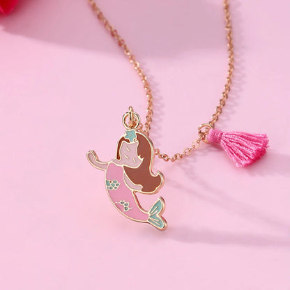 Cartoon Style Cute Romantic Mermaid Alloy Plating Girl'S Pendant Necklace