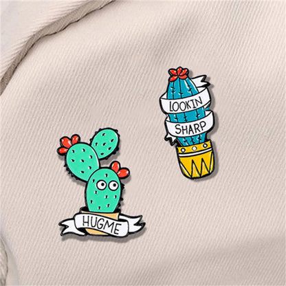 Cartoon Style Cute Streetwear Cactus Skull Alloy Stamping Stoving Varnish Plating Unisex Brooches Collar Pin