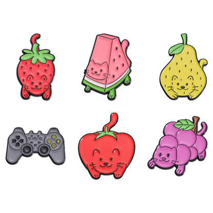 Cartoon Style Cute Sweet Fruit Strawberry Watermelon Zinc Alloy Plating Unisex Brooches