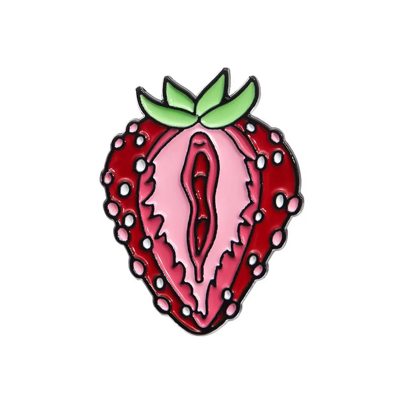 Cartoon Style Cute Sweet Fruit Strawberry Zinc Alloy Plating Unisex Brooches