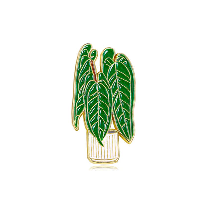 Cartoon Style Cute Sweet Leaf Plant Alloy Enamel Unisex Brooches