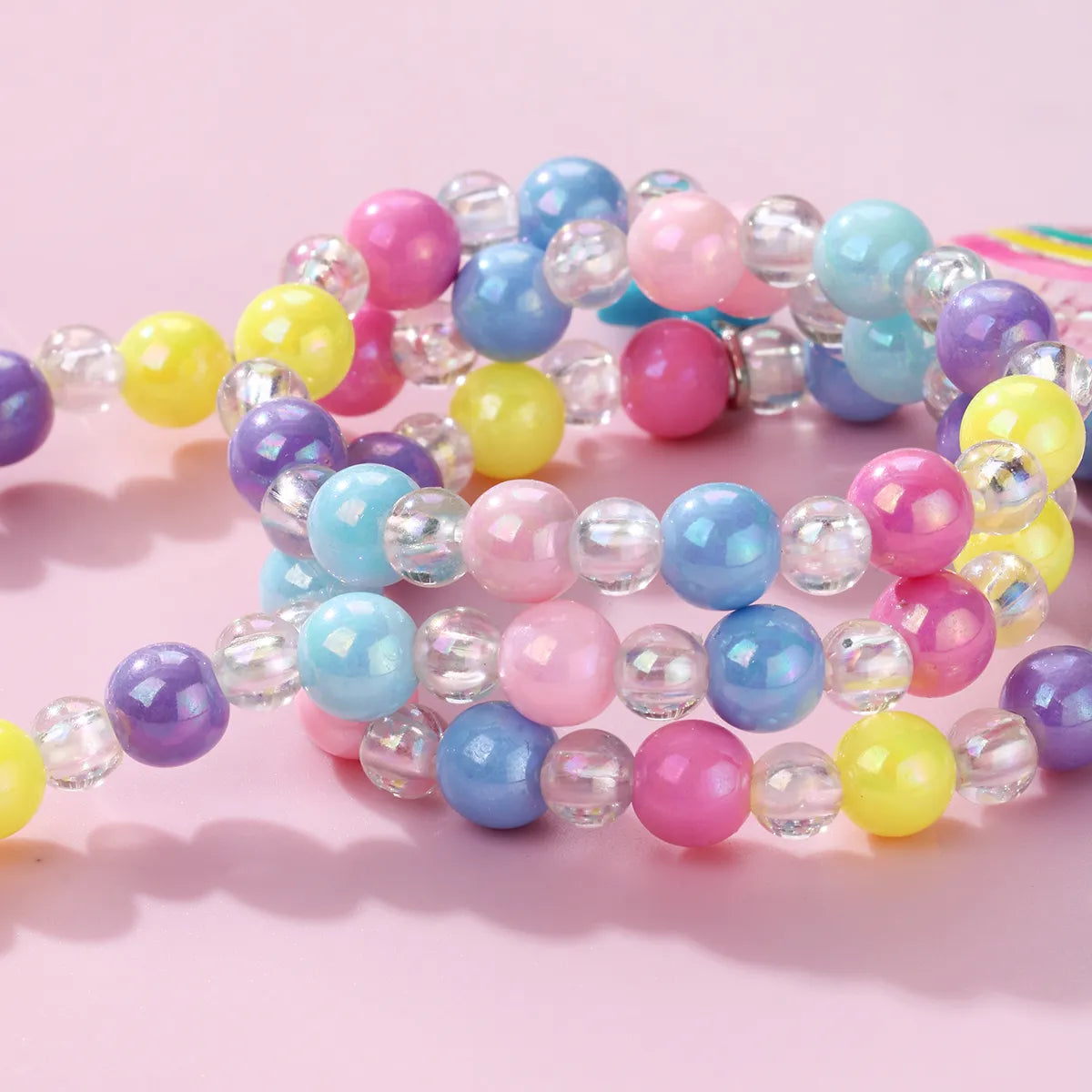 Cartoon Style Cute Sweet Rainbow Heart Shape Cat Beaded Resin Beaded Girl'S Bracelets Necklace